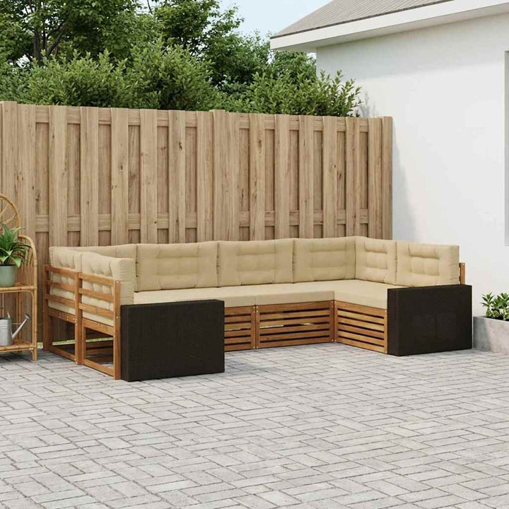 Udendørs sofagruppe med pude 6 pcs Naturlig og Beige