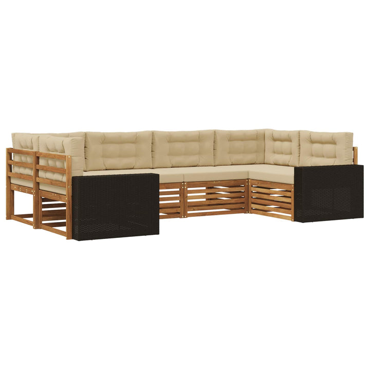 Udendørs sofagruppe med pude 6 pcs Naturlig og Beige