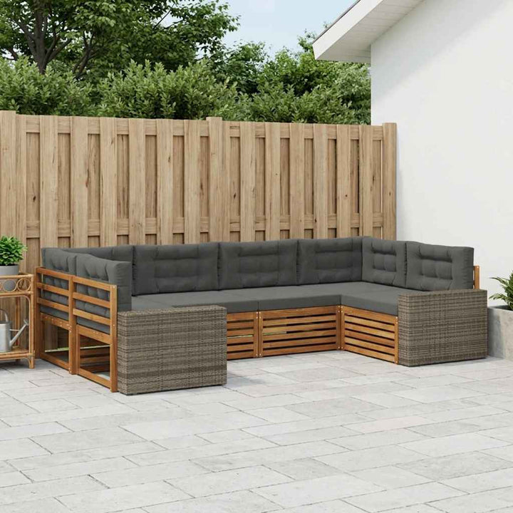 Udendørs sofagruppe med pude 6 pcs Naturlig og Antracit