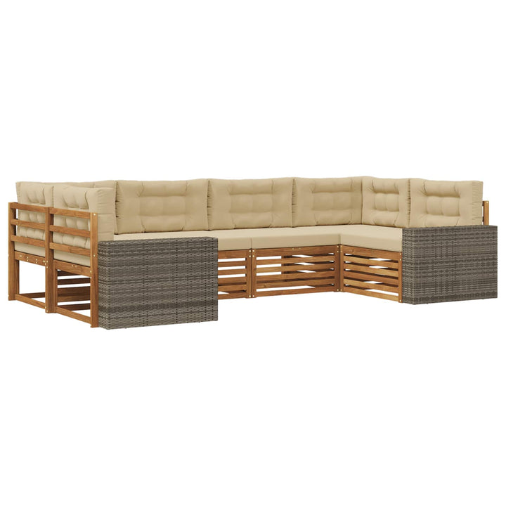 Udendørs sofagruppe med pude 6 pcs Naturlig og Beige
