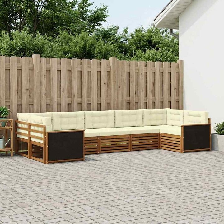 Udendørs sofagruppe med pude 7 pcs Naturlig og Fløde