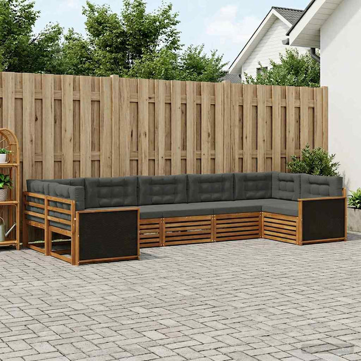 Udendørs sofagruppe med pude 7 pcs Naturlig og Antracit