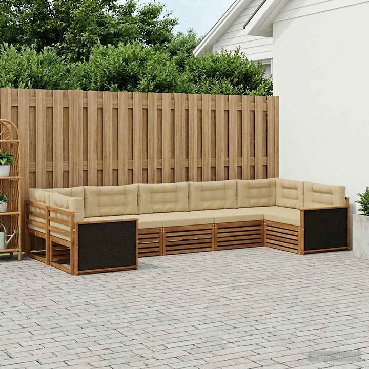 Udendørs sofagruppe med pude 7 pcs Naturlig og Beige