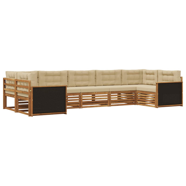 Udendørs sofagruppe med pude 7 pcs Naturlig og Beige
