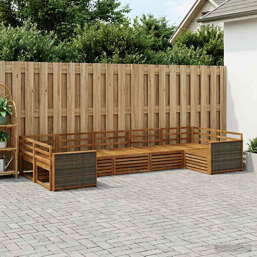 Udendørs sofagruppe 7 pcs Naturfarvet