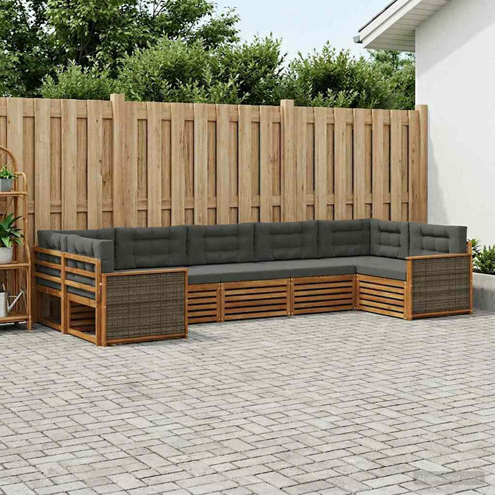 Udendørs sofagruppe med pude 7 pcs Naturlig og Antracit
