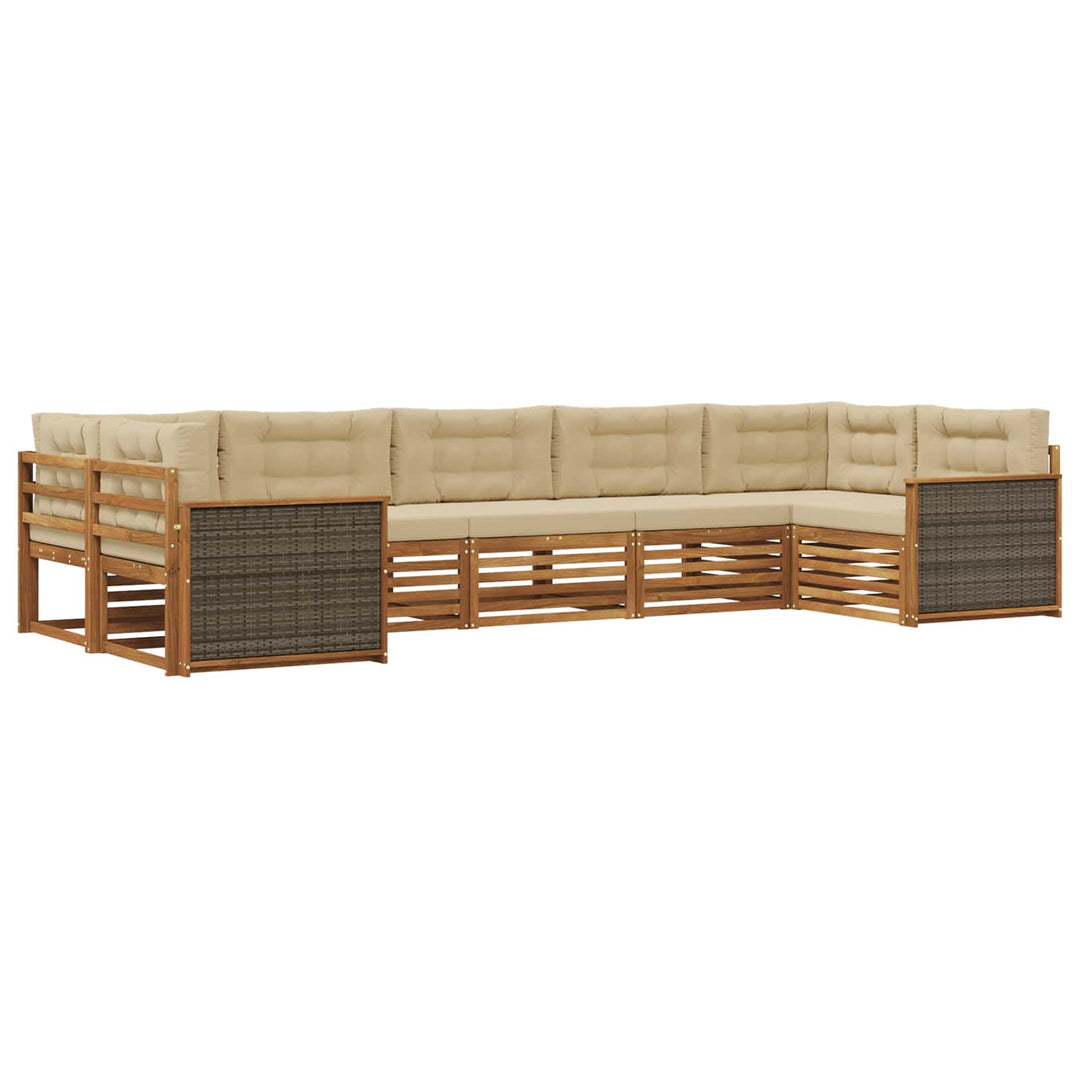 Udendørs sofagruppe med pude 7 pcs Naturlig og Beige
