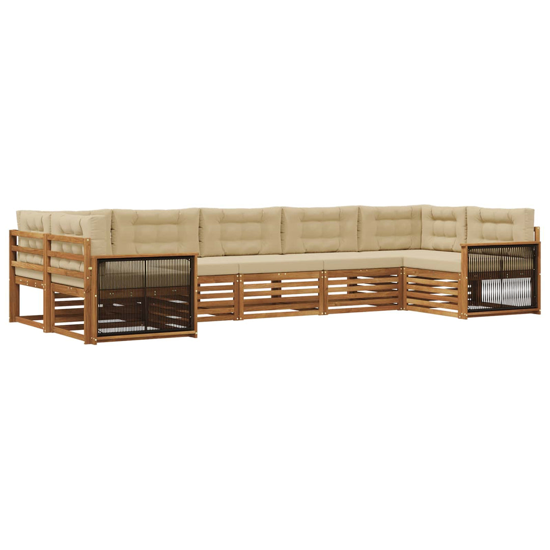 Udendørs sofagruppe med pude 7 pcs Naturlig og Beige