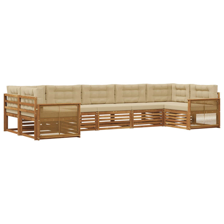Udendørs sofagruppe med pude 7 pcs Naturlig og Beige