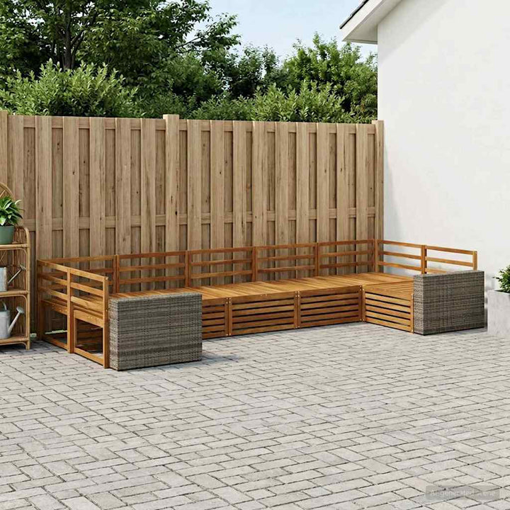 Udendørs sofagruppe 7 pcs Naturfarvet