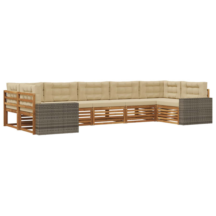 Udendørs sofagruppe med pude 7 pcs Naturlig og Beige