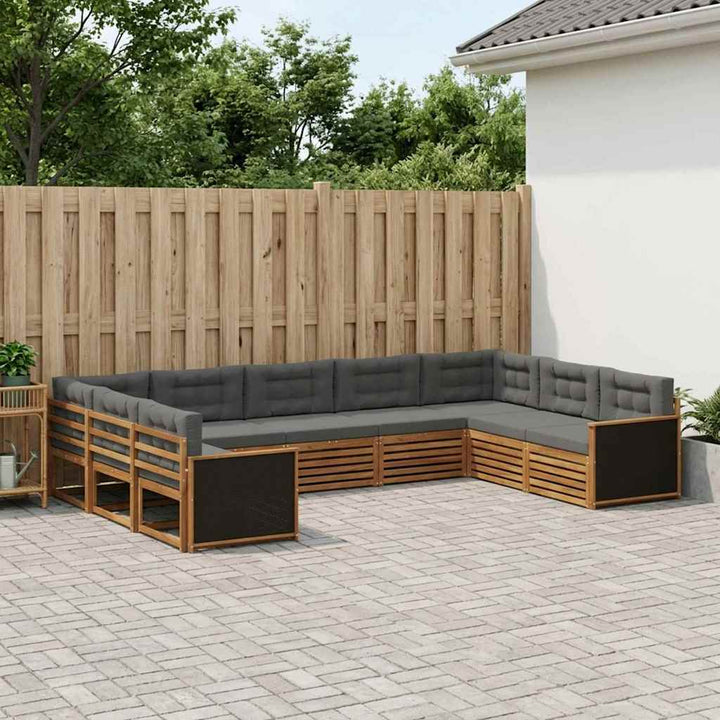 Udendørs sofagruppe med pude 9 pcs Naturlig og Antracit