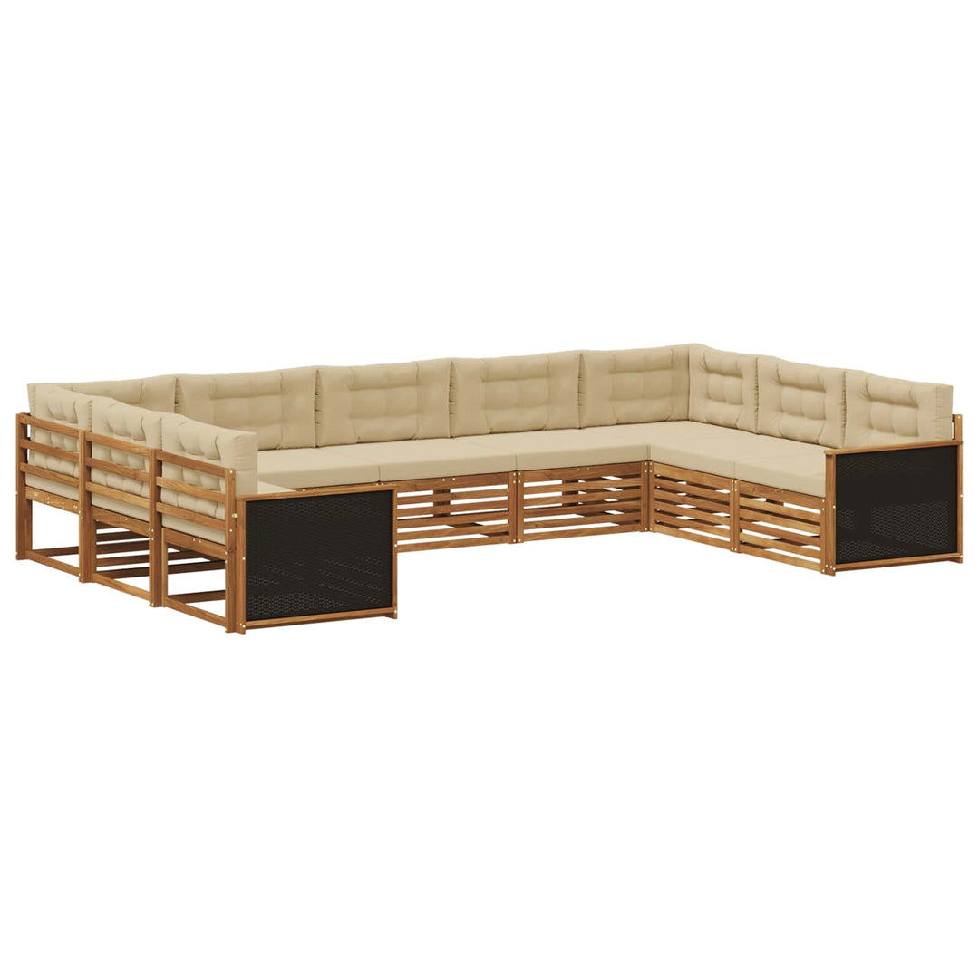 Udendørs sofagruppe 9 pcs Naturlig og Beige Massivt Akacietræ
