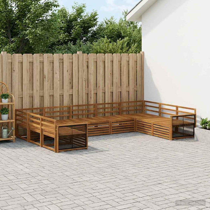 Udendørs sofagruppe 9 pcs Naturfarvet Massivt Akacietræ