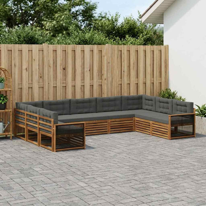 Udendørs sofagruppe med pude 9 pcs Naturlig og Antracit