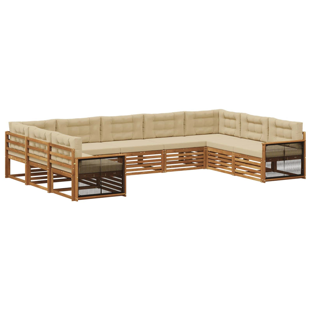 Udendørs sofagruppe 9 pcs Naturlig og Beige Massivt Akacietræ