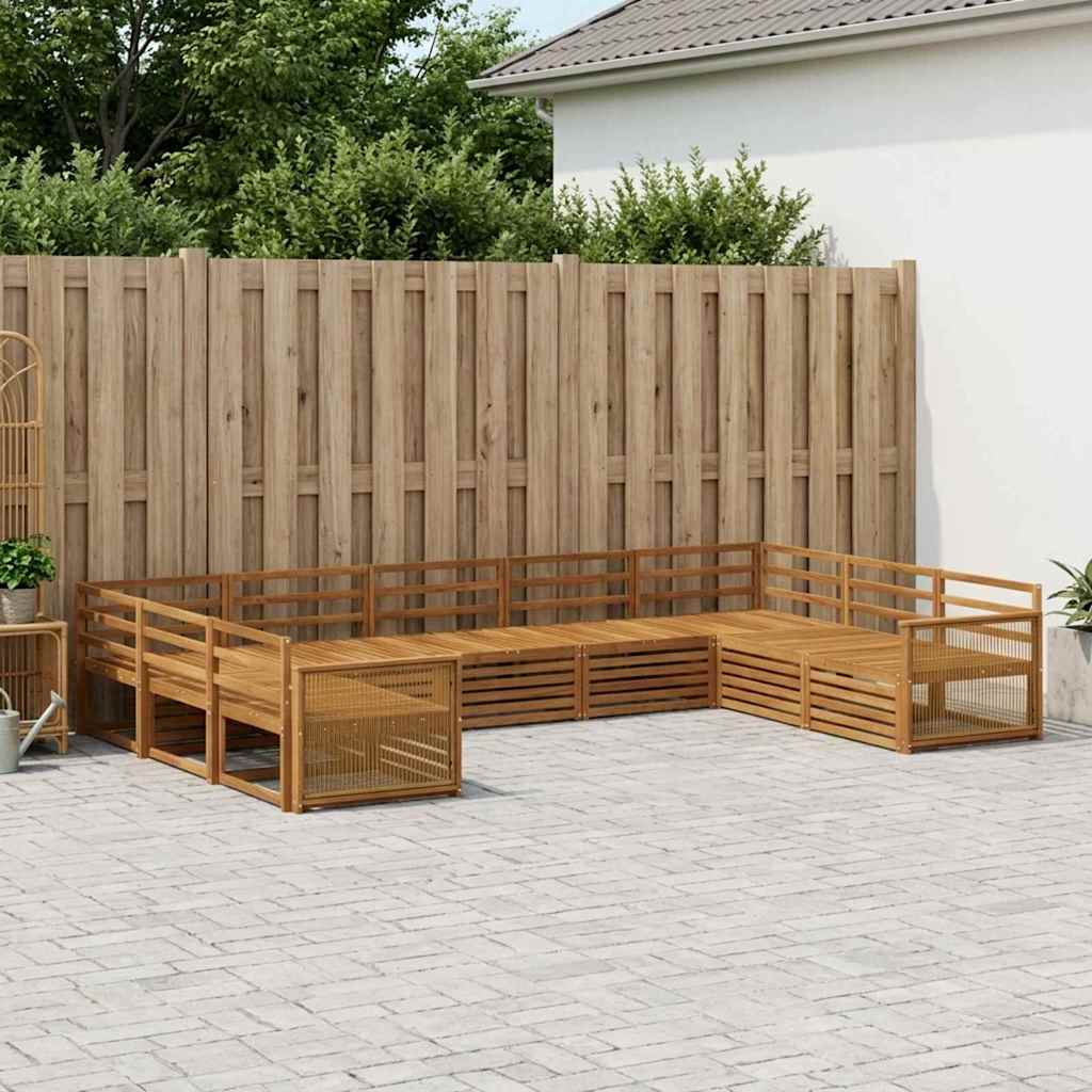 Udendørs sofagruppe 9 pcs Naturfarvet Massivt Akacietræ