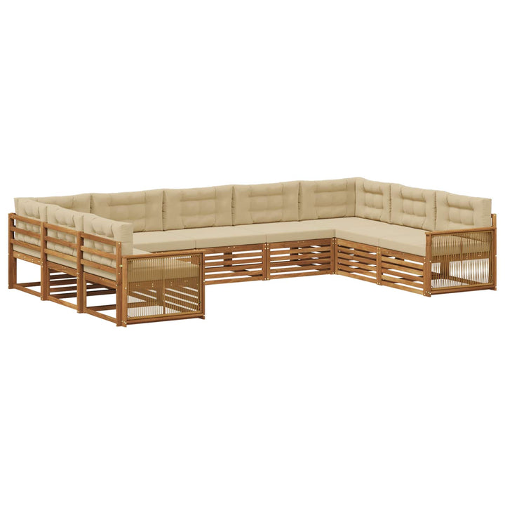 Udendørs sofagruppe 9 pcs Naturlig og Beige Massivt Akacietræ