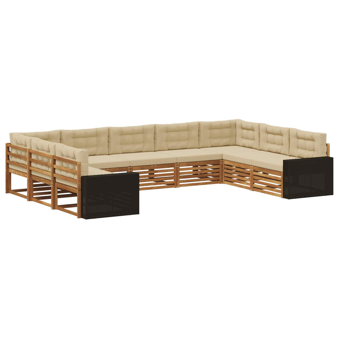 Udendørs sofagruppe 9 pcs Naturlig og Beige Massivt Akacietræ