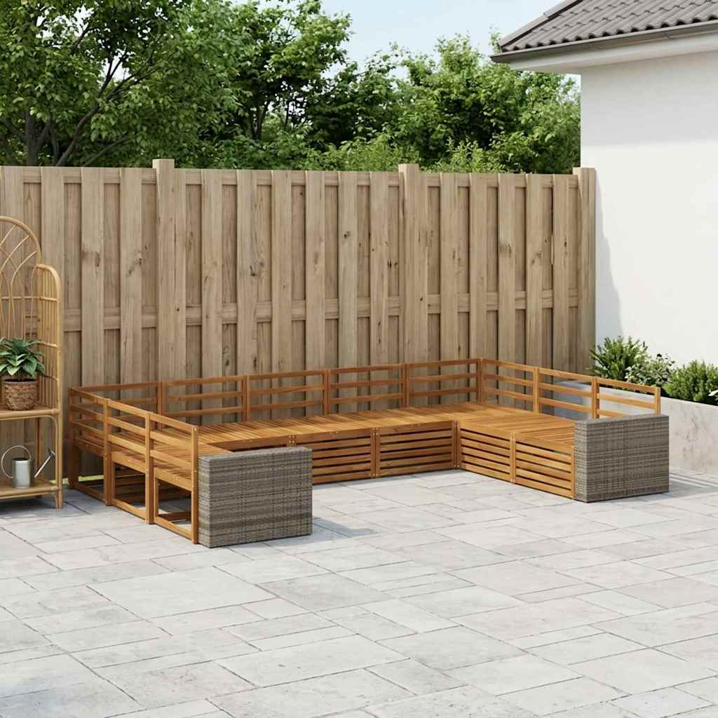 Udendørs sofagruppe 9 pcs Naturfarvet Massivt Akacietræ