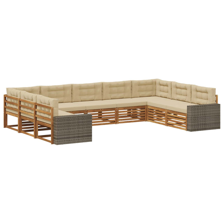 Udendørs sofagruppe 9 pcs Naturlig og Beige Massivt Akacietræ