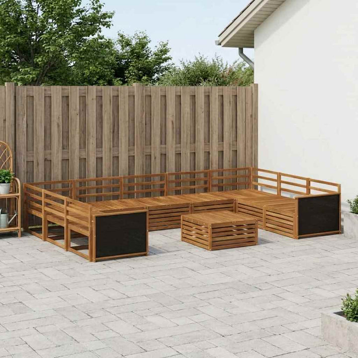 Udendørs sofagruppe 10 pcs Naturfarvet Massivt Akacietræ