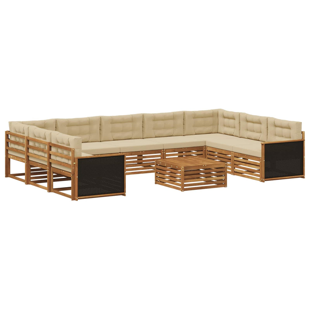 Udendørs sofagruppe 10 stk. Naturlig og Beige Massivt Akacietræ