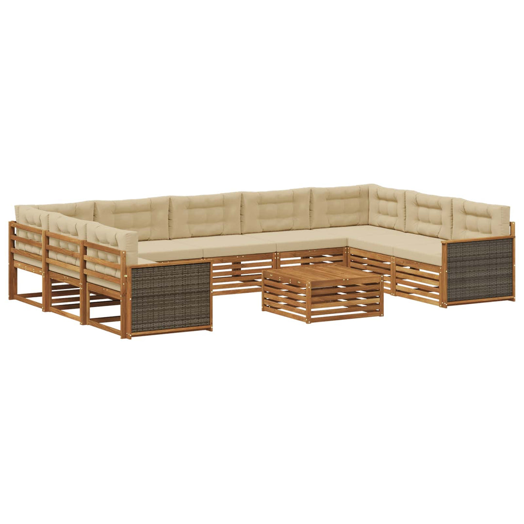 Udendørs sofagruppe 10 stk. Naturlig og Beige Massivt Akacietræ