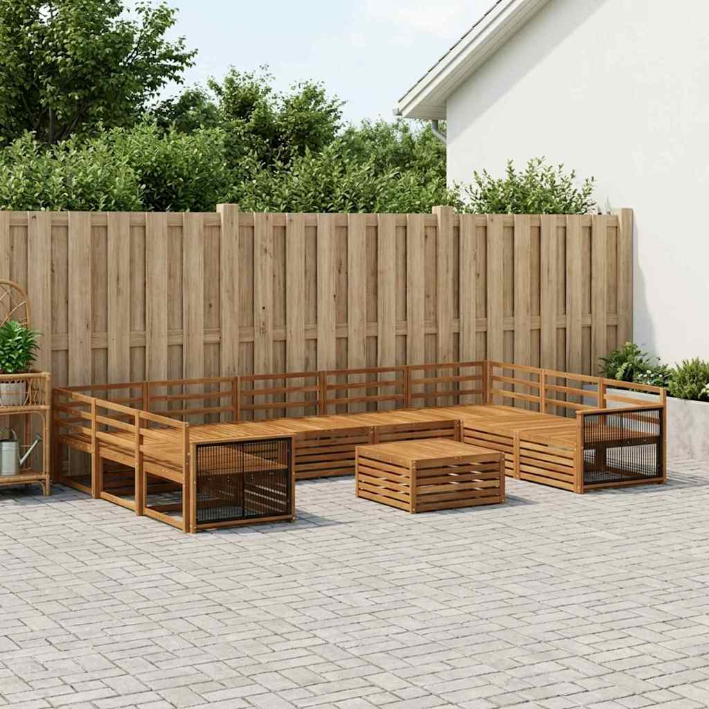 Udendørs sofagruppe 10 pcs Naturfarvet Massivt Akacietræ