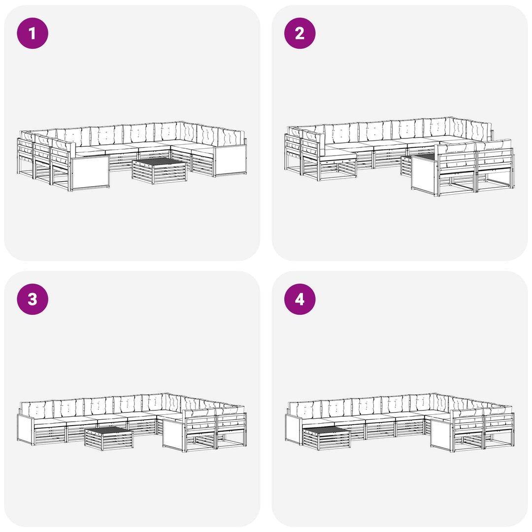 Udendørs sofagruppe 10 pcs Naturlig og Fløde Massivt Akacietræ