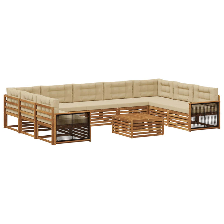 Udendørs sofagruppe 10 pcs Naturlig og Beige Massivt Akacietræ