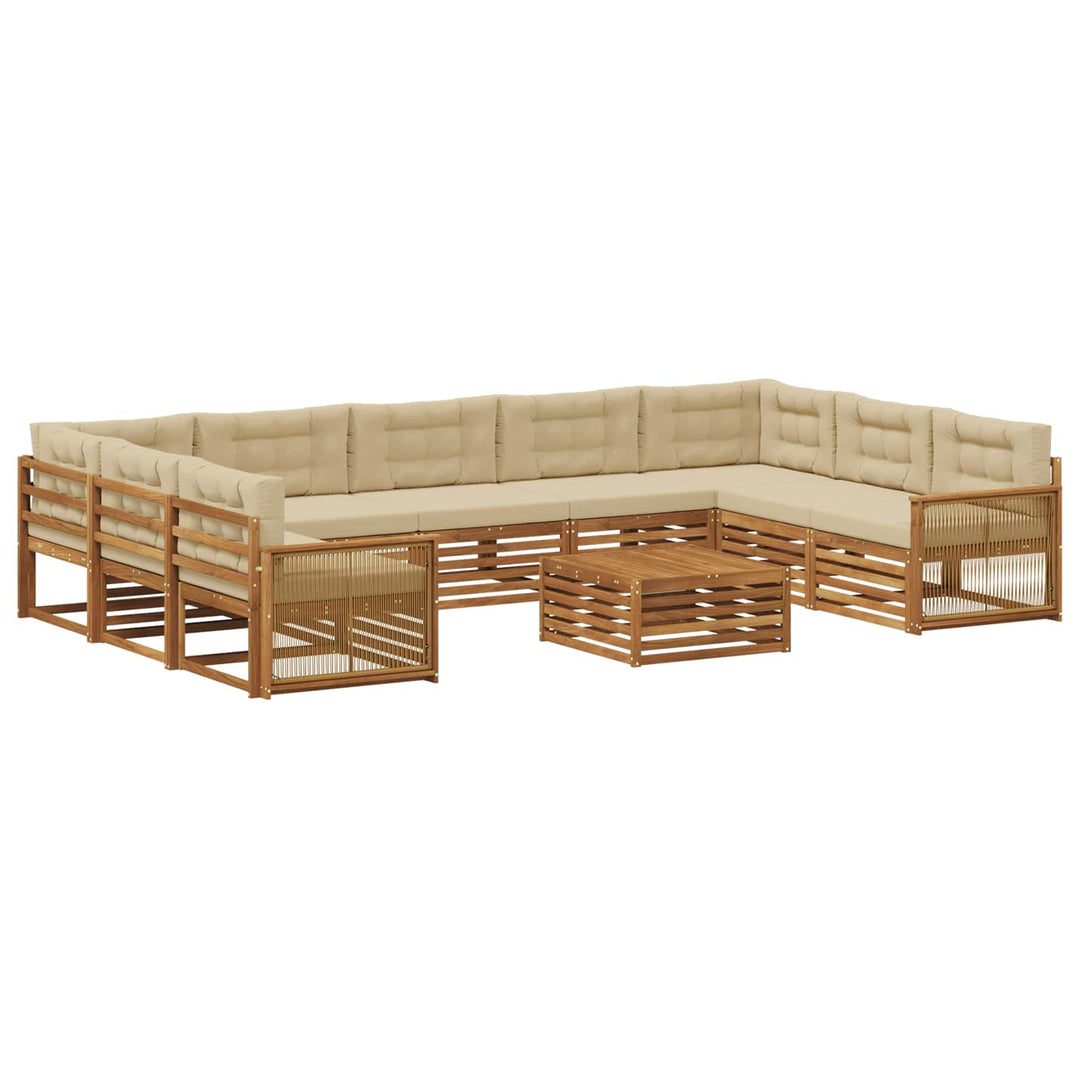 Udendørs sofagruppe 10 pcs Naturlig og Beige Massivt Akacietræ