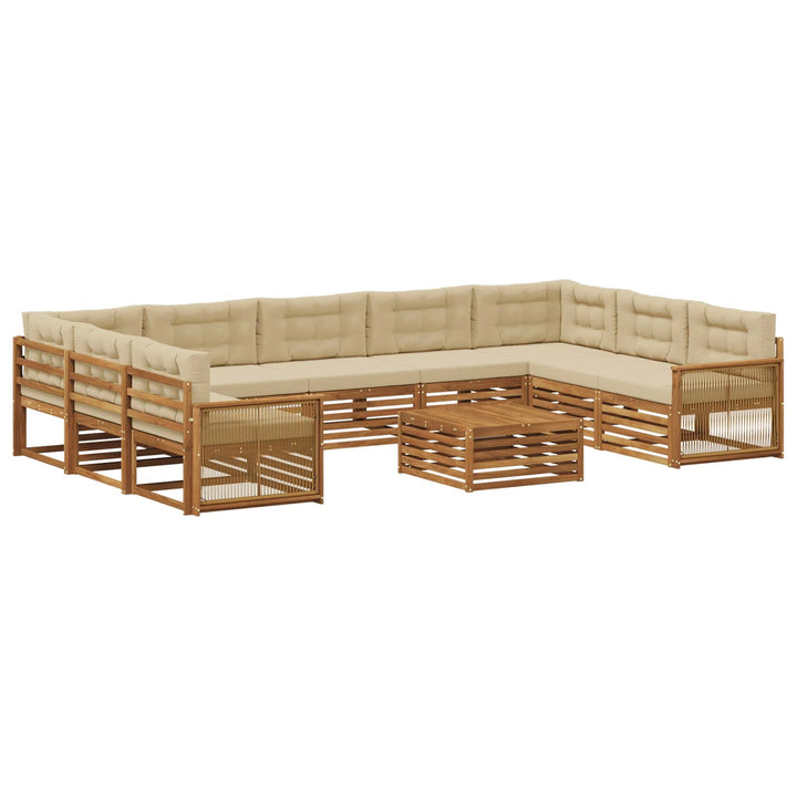 Udendørs sofagruppe 10 pcs Naturlig og Beige Massivt Akacietræ