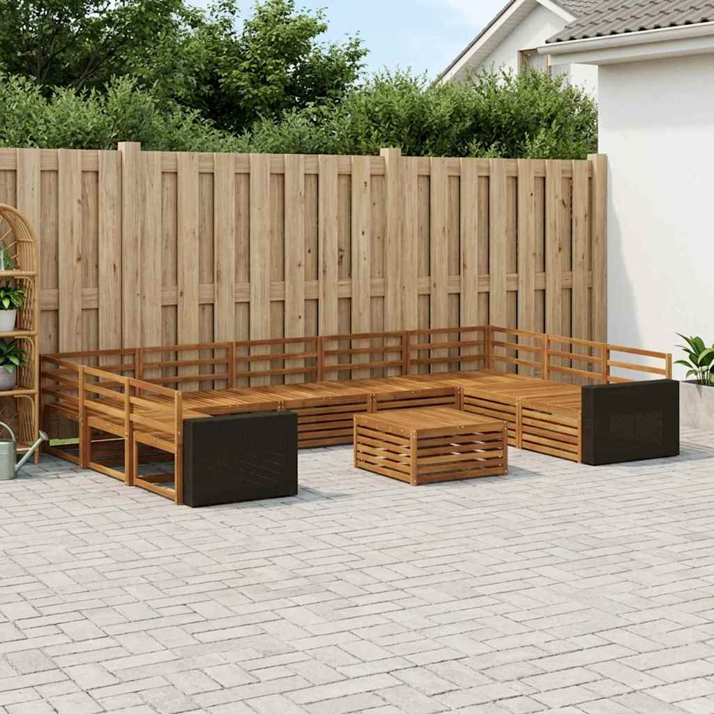 Udendørs sofagruppe 10 pcs Naturfarvet Massivt Akacietræ