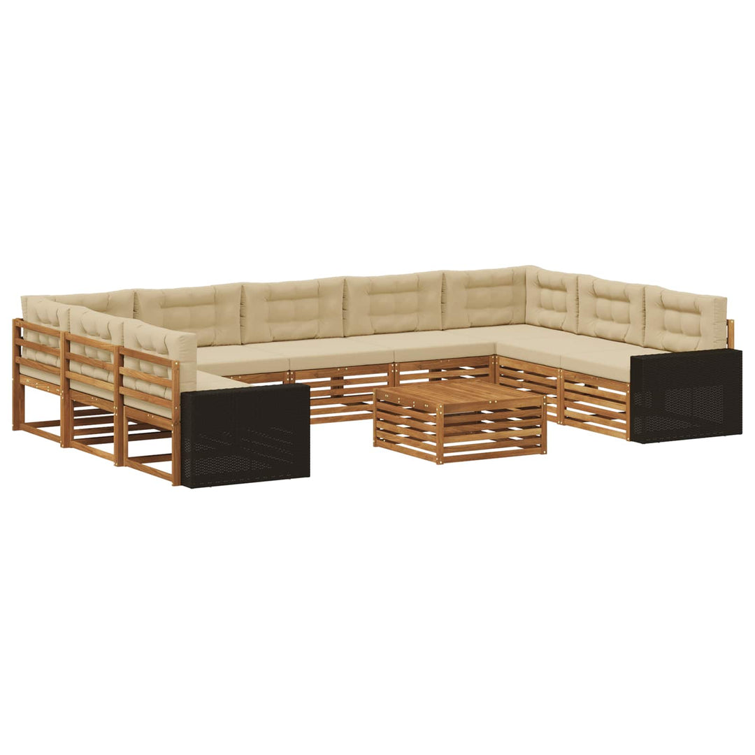 Udendørs sofagruppe 10 pcs Naturlig og Beige Massivt Akacietræ