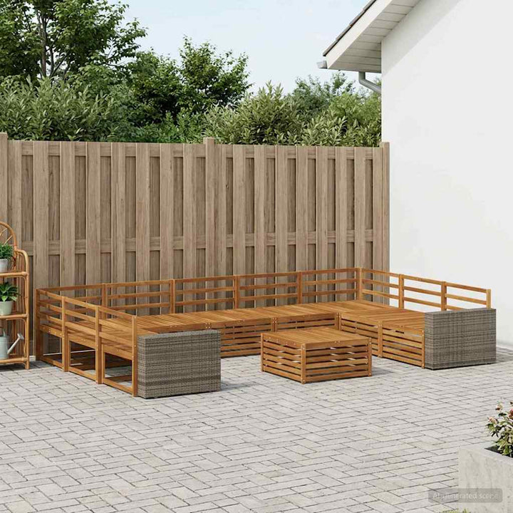 Udendørs sofagruppe 10 pcs Naturfarvet Massivt Akacietræ