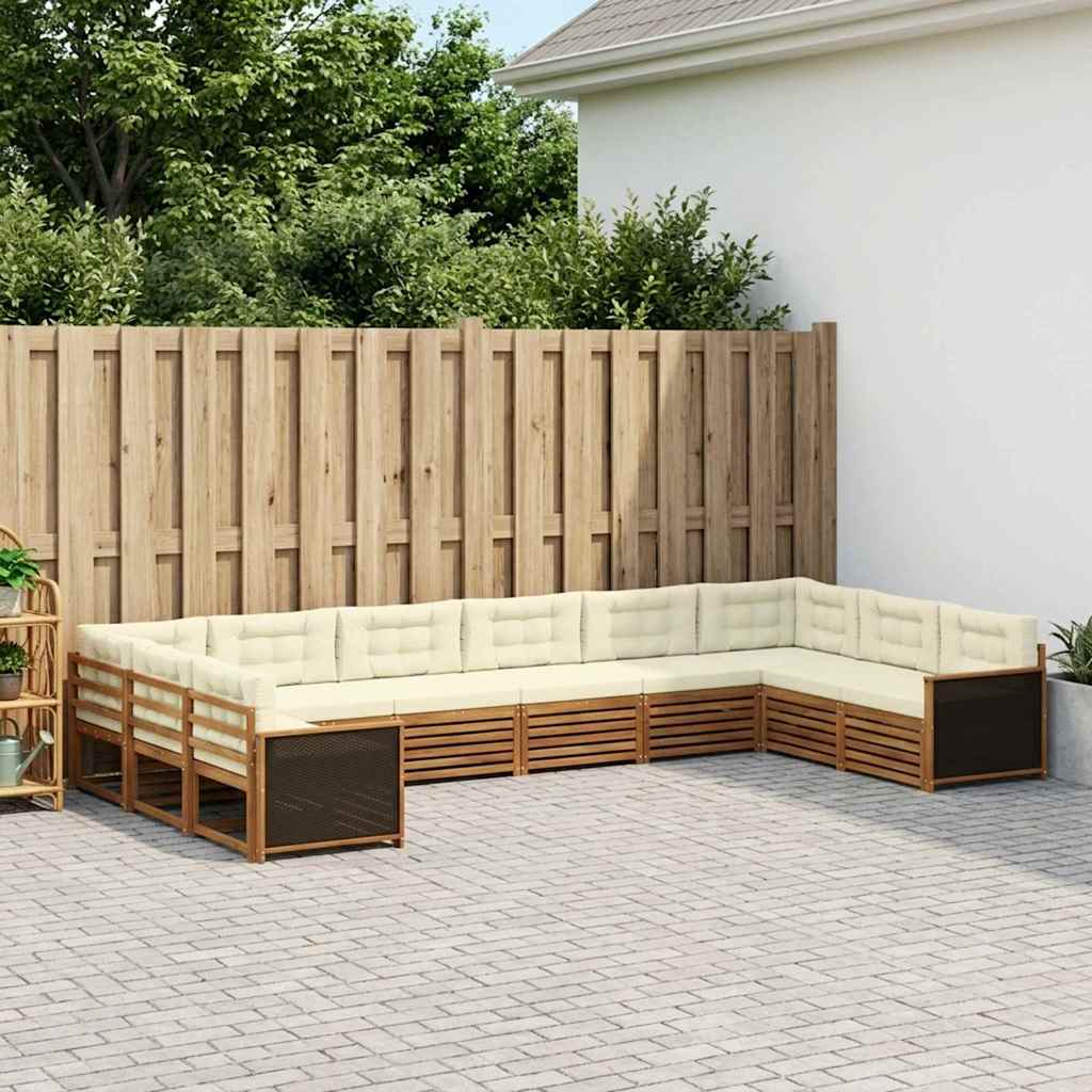 Sofasæt med pude 10 pcs Massivt Akacietræ