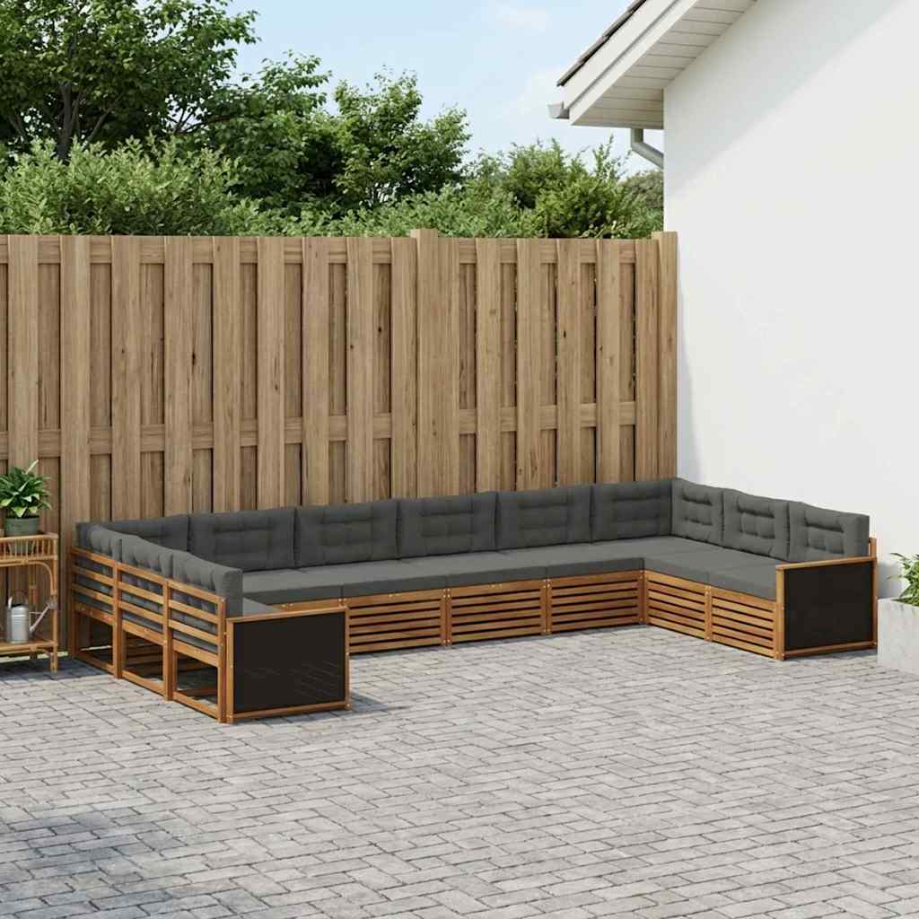 Sofasæt med pude 10 pcs Massivt Akacietræ
