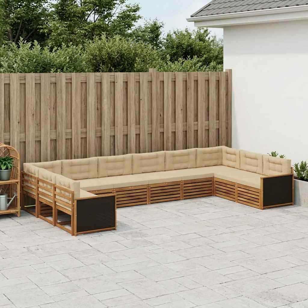 Sofasæt med pude 10 pcs Massivt Akacietræ
