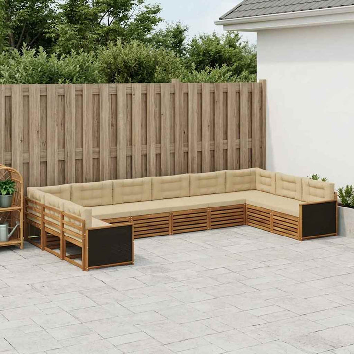 Sofasæt med pude 10 pcs Massivt Akacietræ
