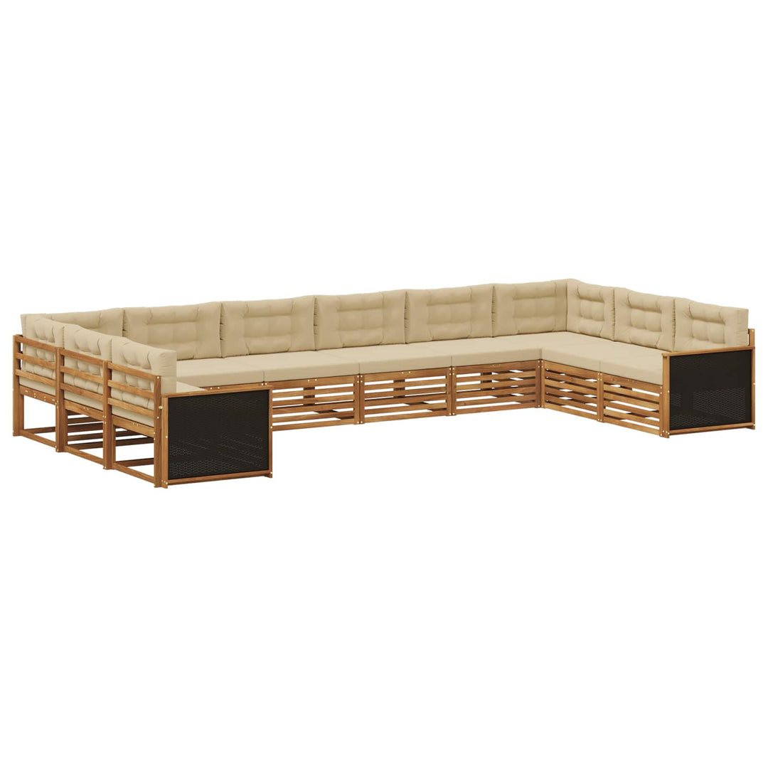 Sofasæt med pude 10 pcs Massivt Akacietræ