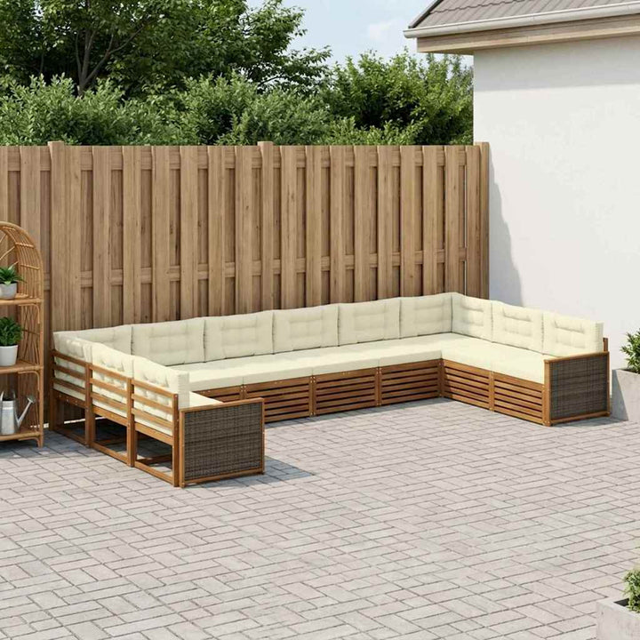 Sofasæt med pude 10 pcs Massivt Akacietræ