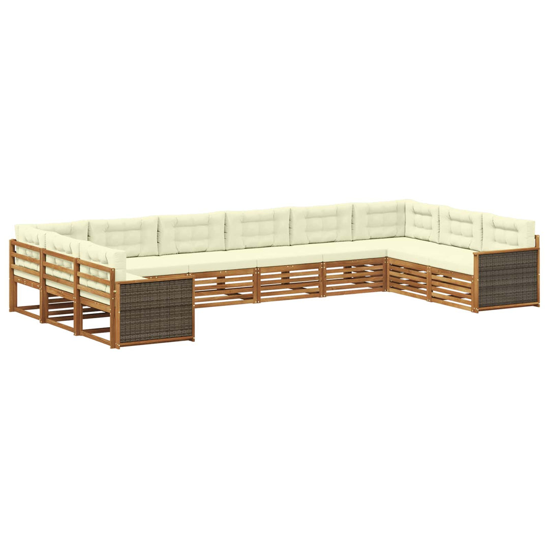 Sofasæt med pude 10 pcs Massivt Akacietræ