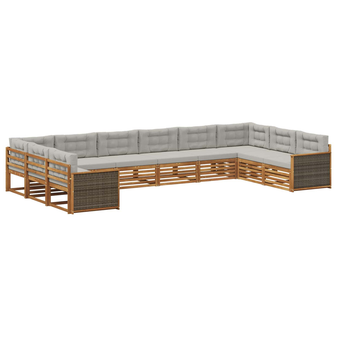 Sofasæt med pude 10 pcs Massivt Akacietræ