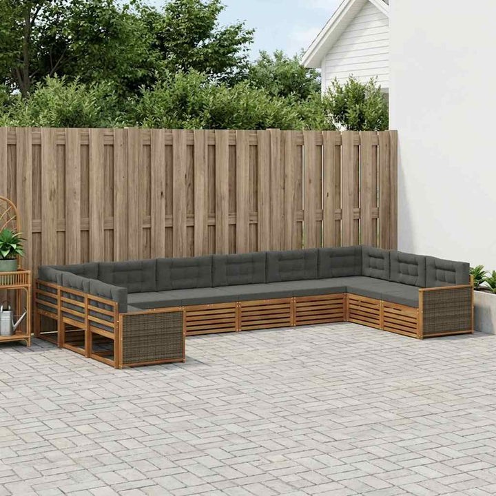 Sofasæt med pude 10 pcs Massivt Akacietræ