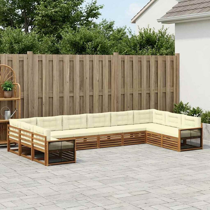 Sofasæt med pude 10 pcs Massivt Akacietræ