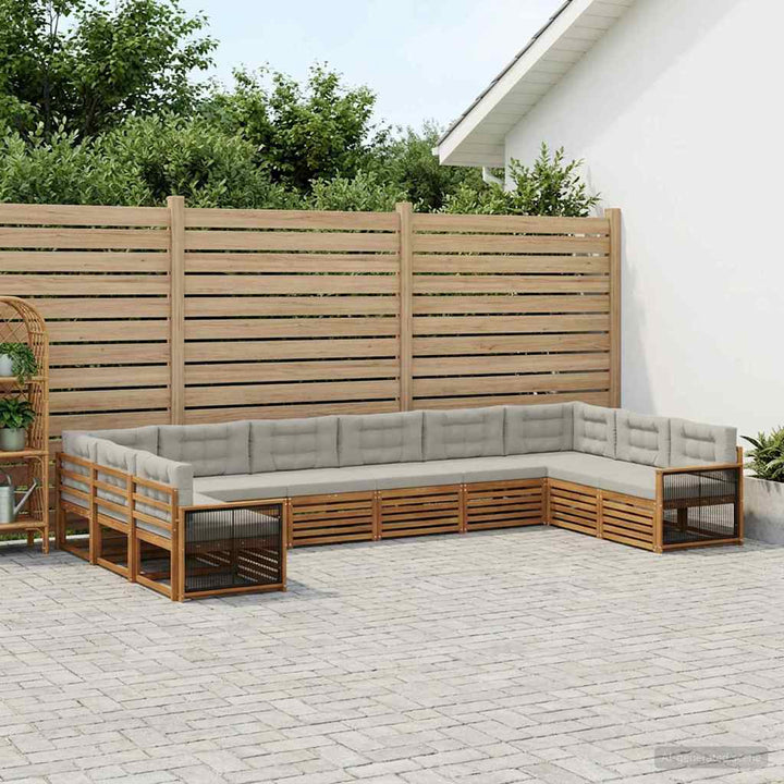 Sofasæt med pude 10 pcs Massivt Akacietræ