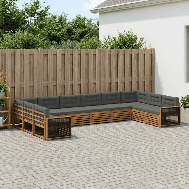 Sofasæt med pude 10 pcs Massivt Akacietræ