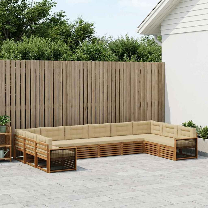 Sofasæt med pude 10 pcs Massivt Akacietræ