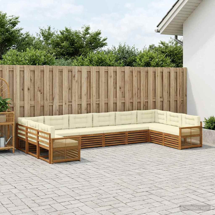Sofasæt med pude 10 pcs Massivt Akacietræ
